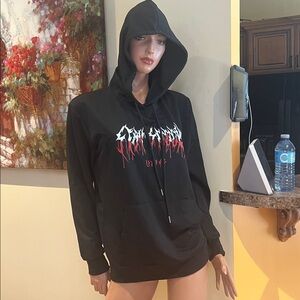Black stay spooky death metal goth pullover S  Hoodie nwot